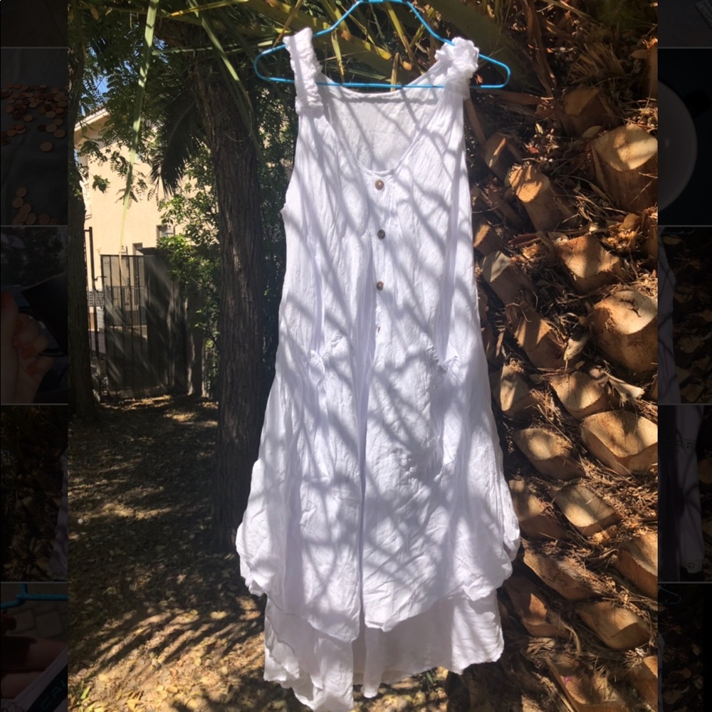 White Beach Dress with Pockets